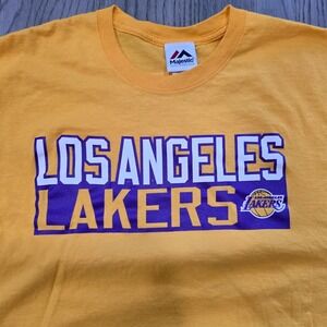 Majestic Los Angeles Lakers Lebron James #23 Gold NBA T-Shirt Mens XL